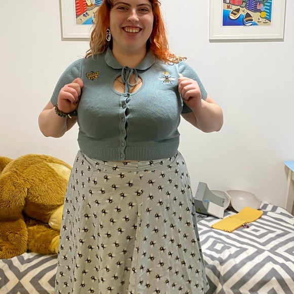 Brand - Dangerfield | Colour - Blue with bees | Size - 16 (for skirt and top) - Picture 3 of 5